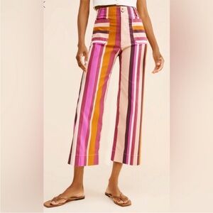 Maeve The Colette Pink and Orange Striped Cropped Pants